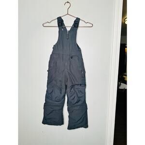 Vintage Lands' End Kid Charcoal Gray Ski Bin Snow Zip Up Overalls Size 5